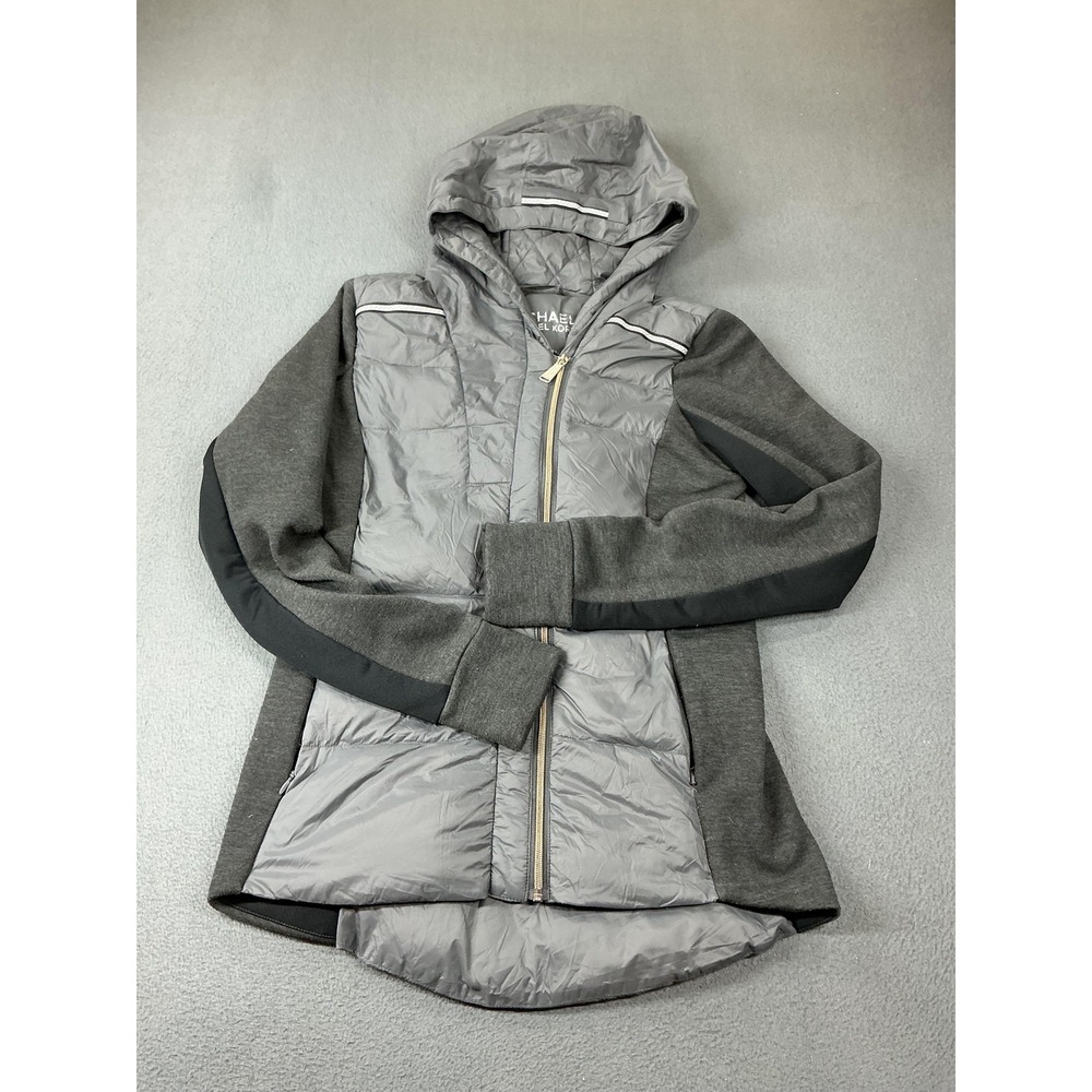 Michael Kors Jacket Womens S Gray Puffer Hooded Down Insulated Quilted